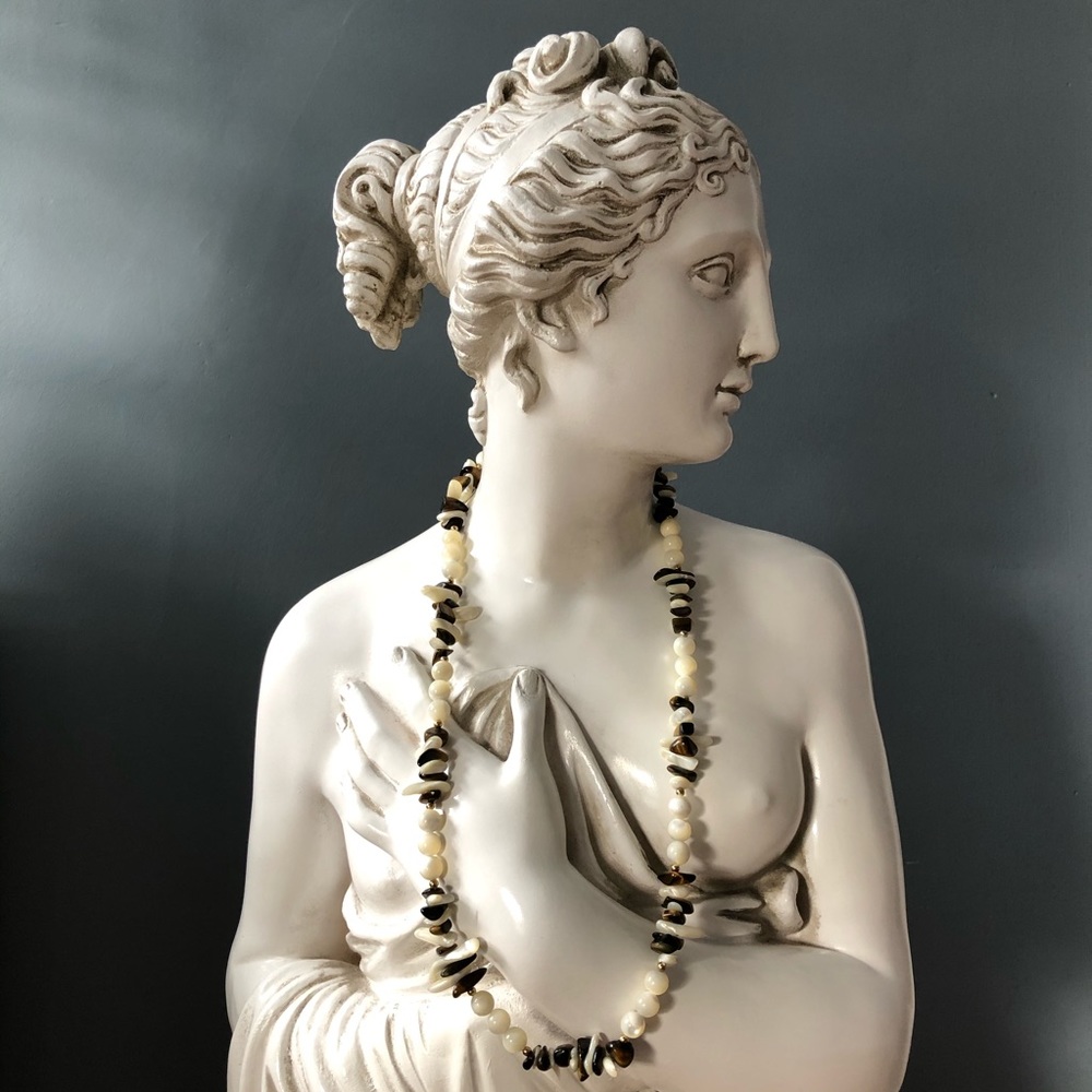 Mother-of-Pearl Tigers Eye Beaded Necklace